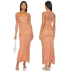 SNDYS Shona Crochet Maxi Dress Shimmer Summer Vacation Beachy XXS